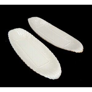 Lenox Special Open Butter Dish Gold Trim Porcelain 9 Inch Made in USA Pair